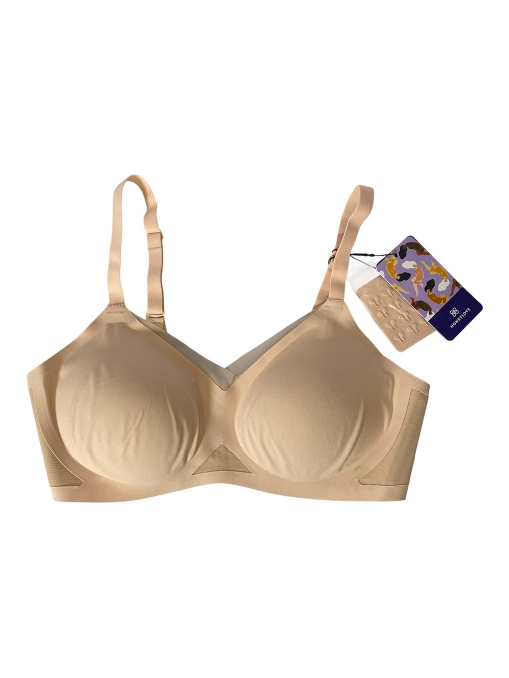 Honeylove Wire Free Cross Over Bra Medium Beige/Cream NWT